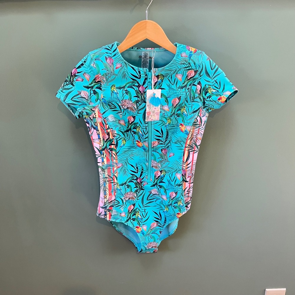 Johnny Was Taina Neoprene One Piece Swimsuit Tropical Leopard CSW3220-N Multi XS